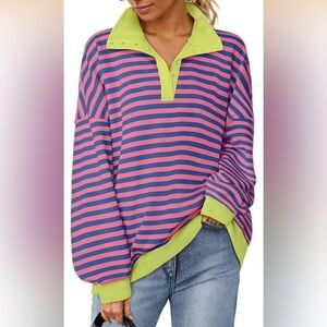 Zesica Color Block Oversized Knit Pullover Sweater with Side Pockets | Small